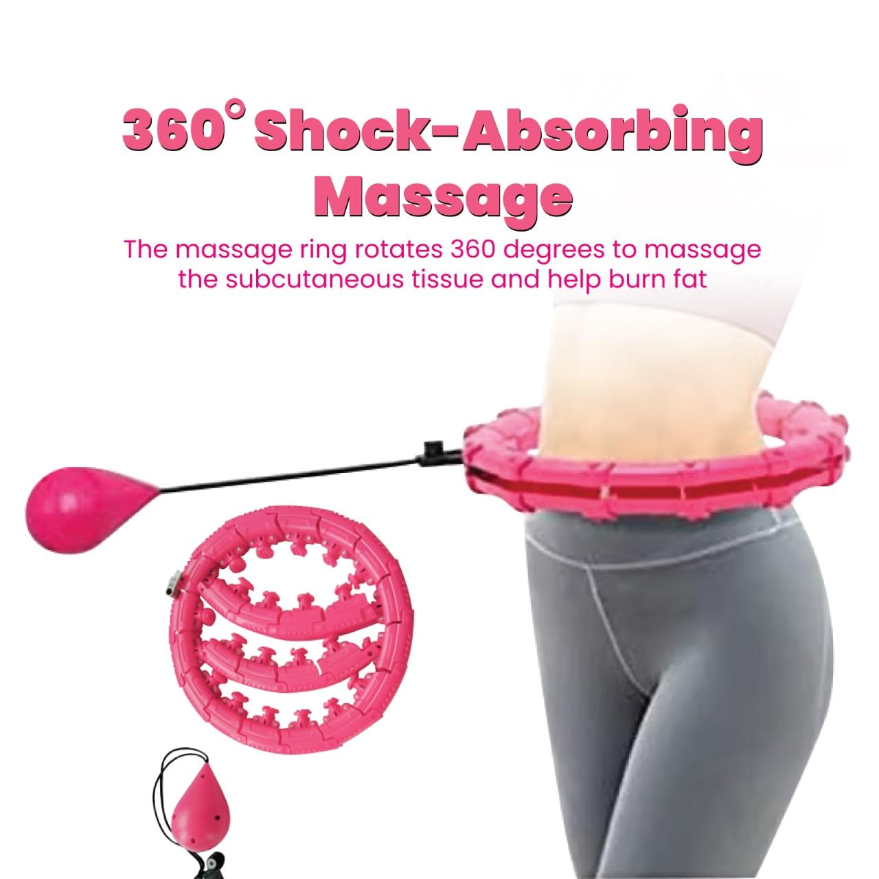 24 Detachable Infinity Hoop Plus Size Weight Loss Hula Hoop, Hola Weight Loss Fitness Hula Hoop Knots Weighted Fitness Adjustable Exercise Hoop with Waist Trimmer for Women