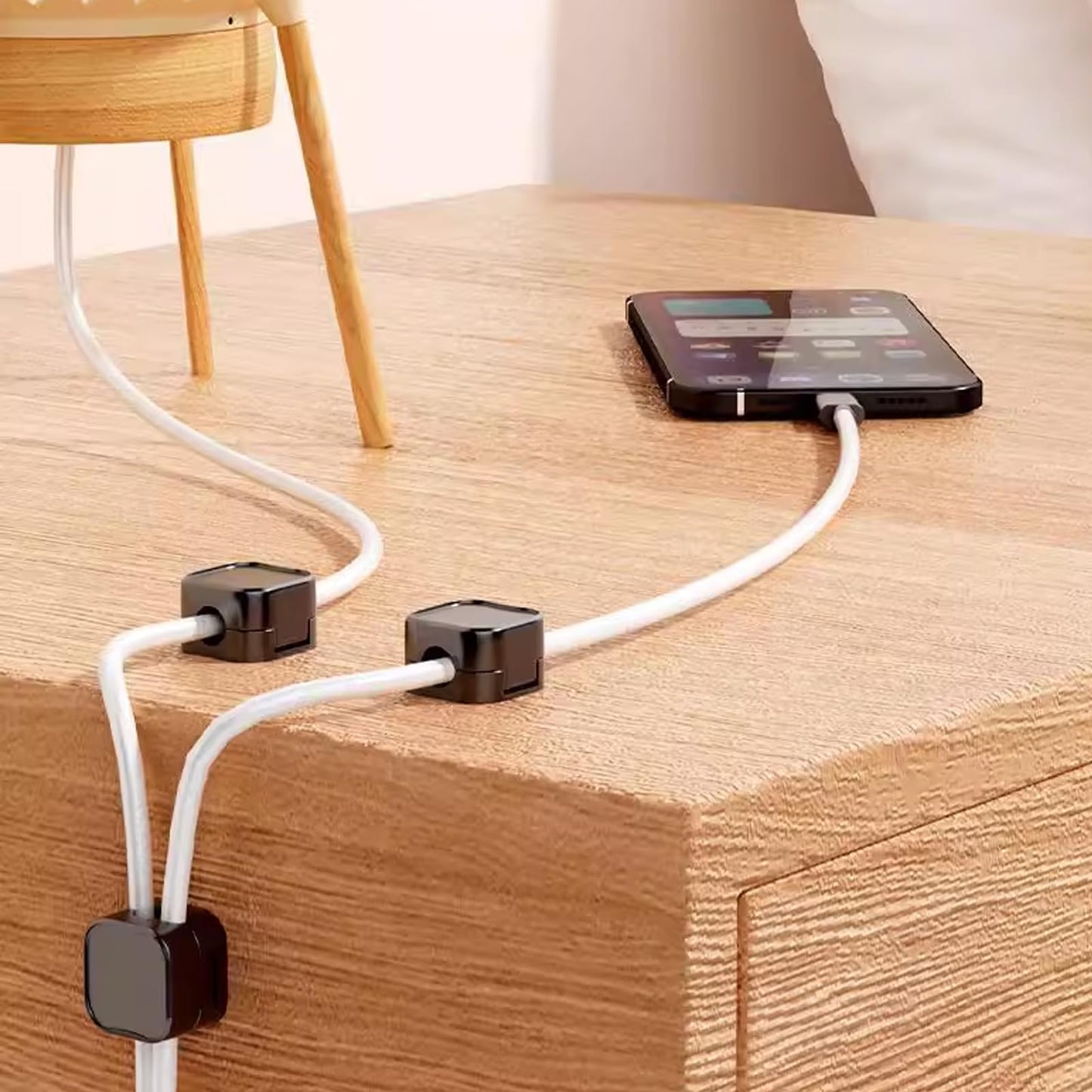 10 PCS Cable Straps Cord Organizer for USB Cables, Home Appliances, Earphones | Reusable Cable Management Solution | Ideal for Home, Office, Kitchen, and School Black