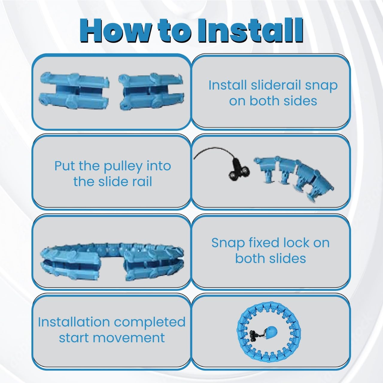 Smart Weighted Hula Hoop for Adults – 24 Detachable Knots, Adjustable Infinity Fitness Hoop for Weight Loss & Exercise, 360° Auto-Spinning Massage Hoop for Women & Beginners (Blue)