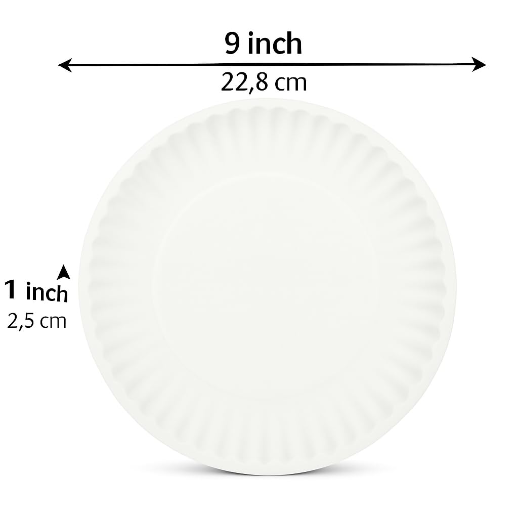 6 Inch Round Paper Plates, White, 50 Count | Uncoated Disposable Plates for Everyday Meals, Snacks, Parties, and Events