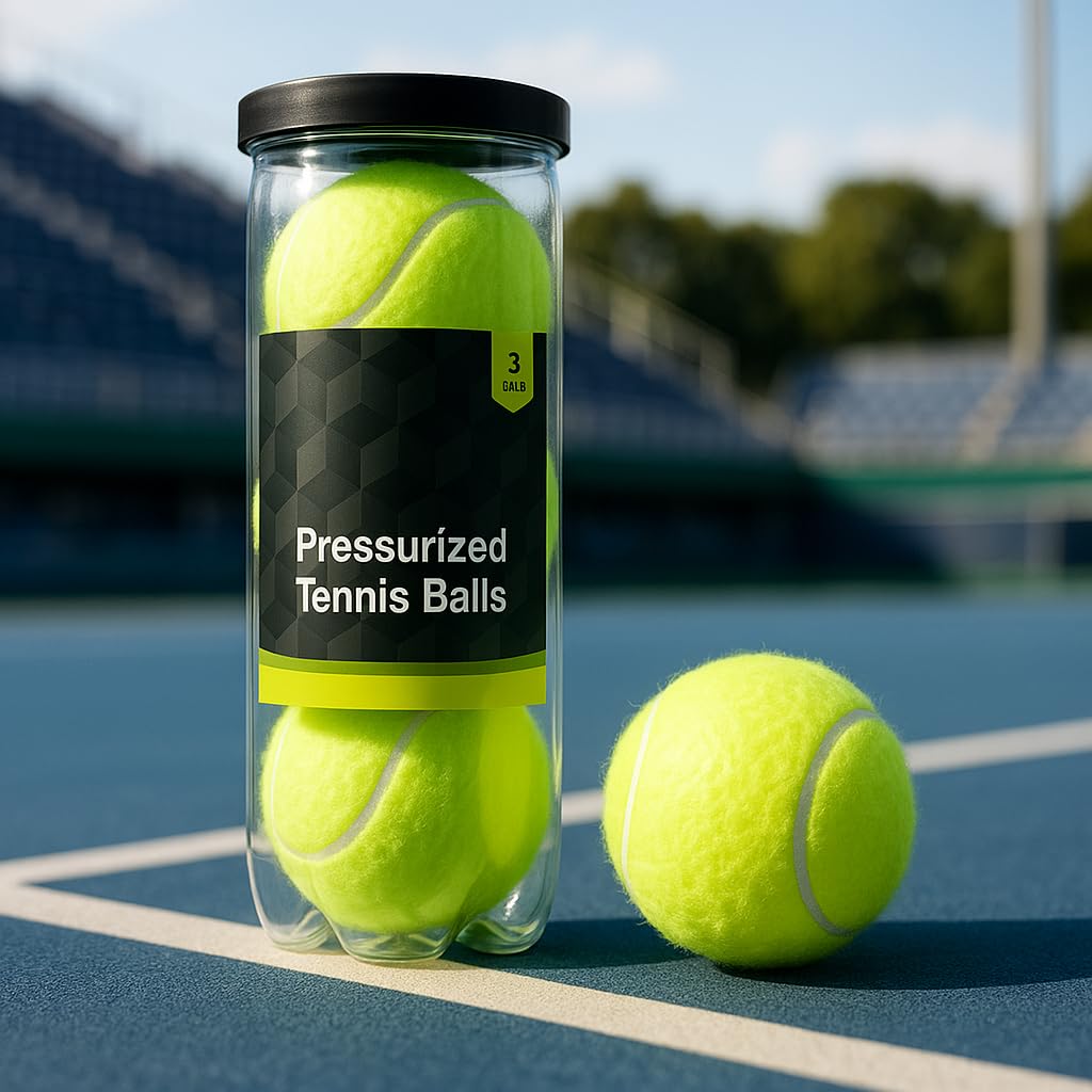 K3M Pressurized Tennis Balls 3 Pack for All Court Use with Durable Felt Exterior and Consistent Bounce Design, Portable Tube for Practice and Everyday Play