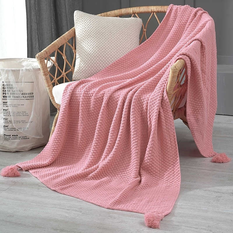 Nordic Tassel Knitted Blanket Solid Fringe
