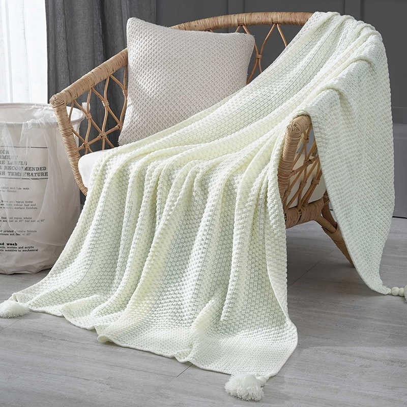 Nordic Tassel Knitted Blanket Solid Fringe