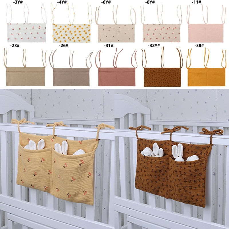 Baby Bed Hanging Storage Bags Cotton Newborn Crib Organizer Toy Diaper Pocket