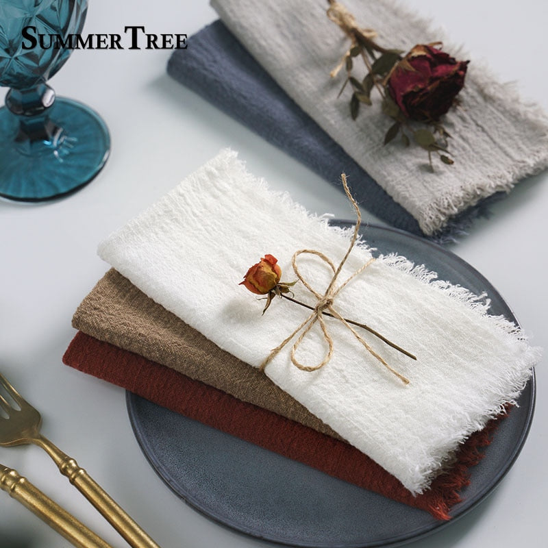 Table Napkin 43cm Cloth Napkins Cotton Gauze Retro Burr Rustic Kitchen Tea  Towel Wedding Party Dinner Christmas Decoration From Pipixiai, $20.67