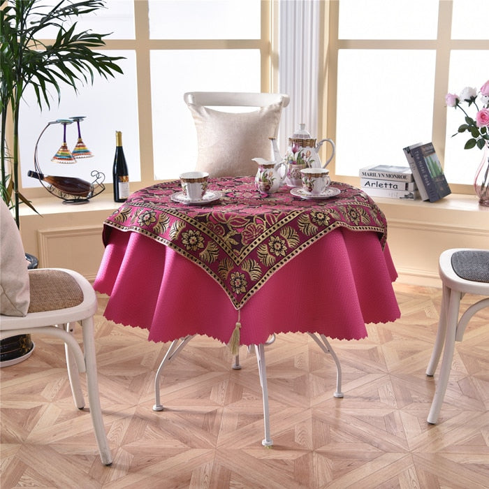 Latest 2 pcs/set Round 140cm Luxury Sequin Outdoor Table Linens Fashion Crochet Jacquard