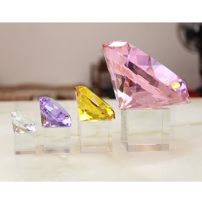 8 Colors Crystal Paperweight Faceted Cut Glass Giant Diamond Jewelry