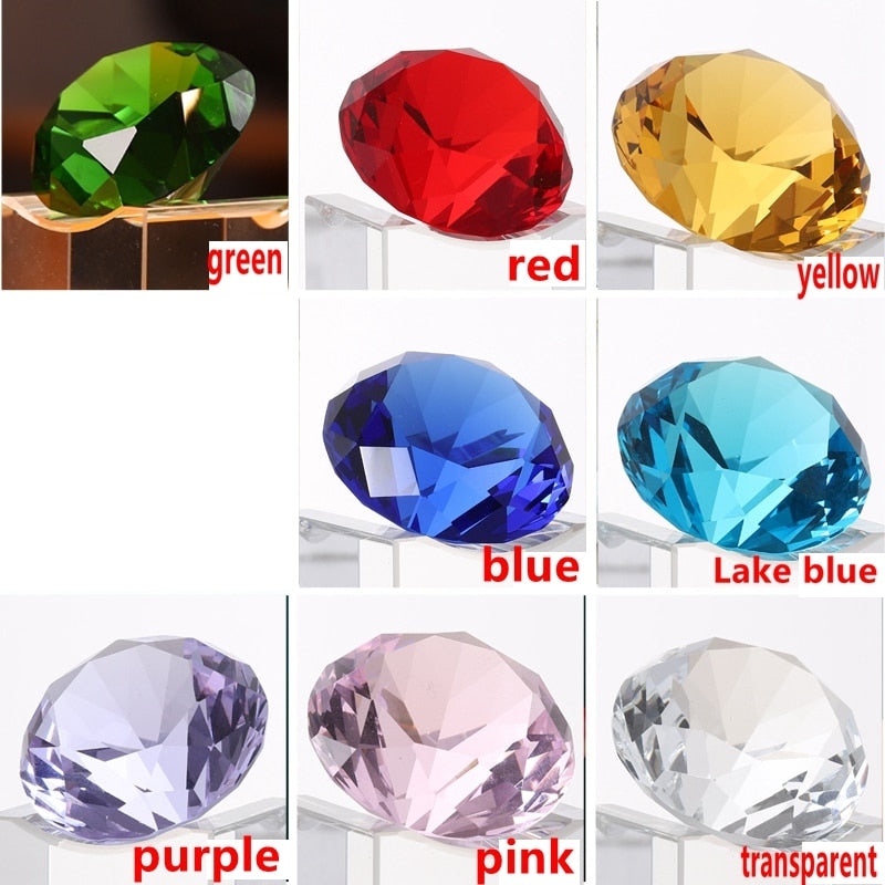 8 Colors Crystal Paperweight Faceted Cut Glass Giant Diamond Jewelry