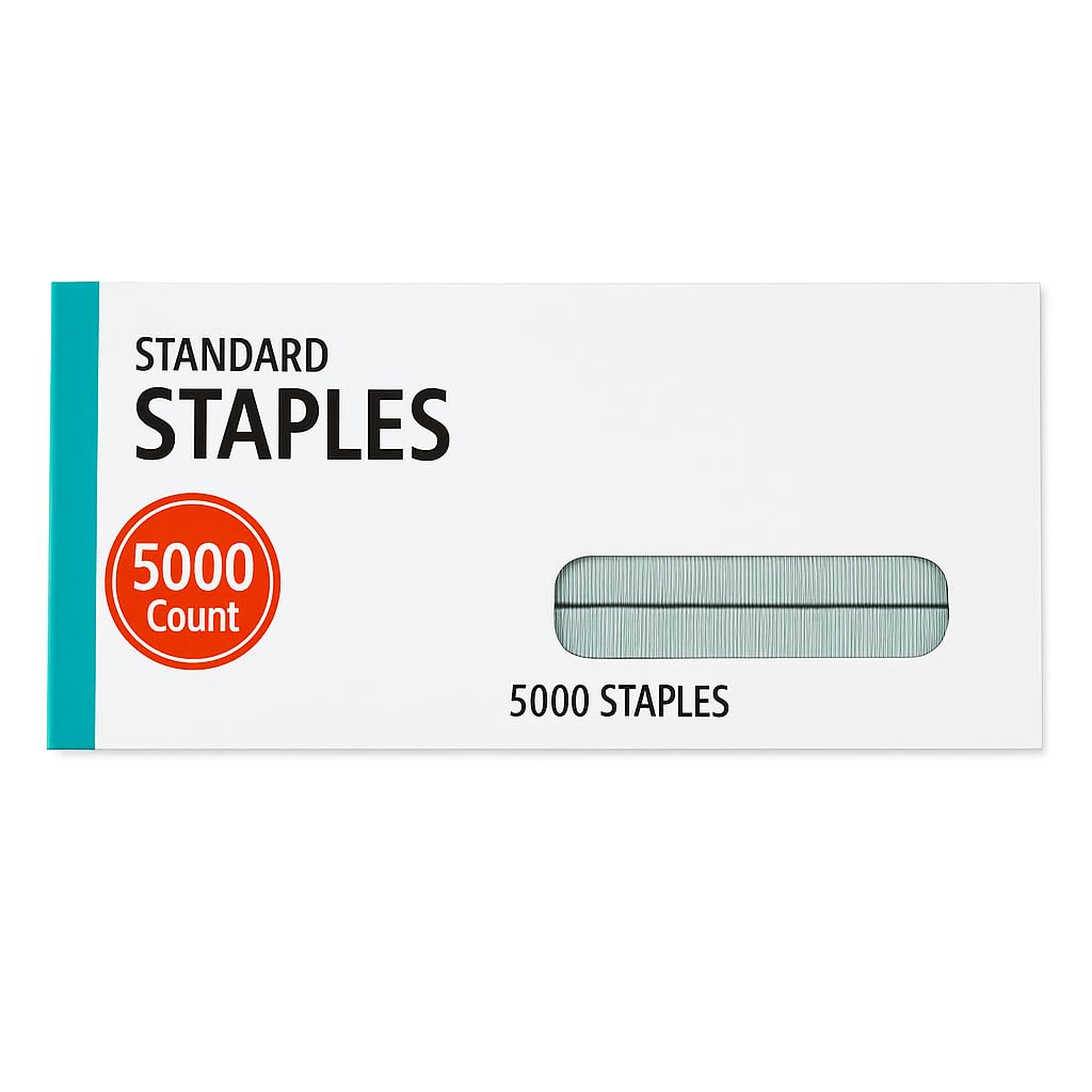 Standard Office Staples, 5000 Count Heavy Duty Metal Staple Refills, Fits Standard Full-Strip Staplers, Strong Binding for Home, School, and Office Use