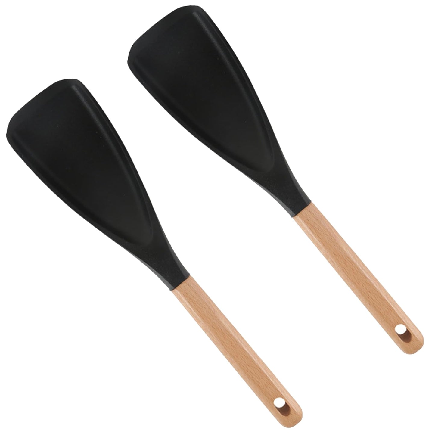 Cedar and Ash Spoon, Cedar and Ash Spoonula, Multifunction Spatula Cooking Spoon, 3 in 1 Spatula Spoons Silicone for Stirring, Scooping & Serving (2*Black)