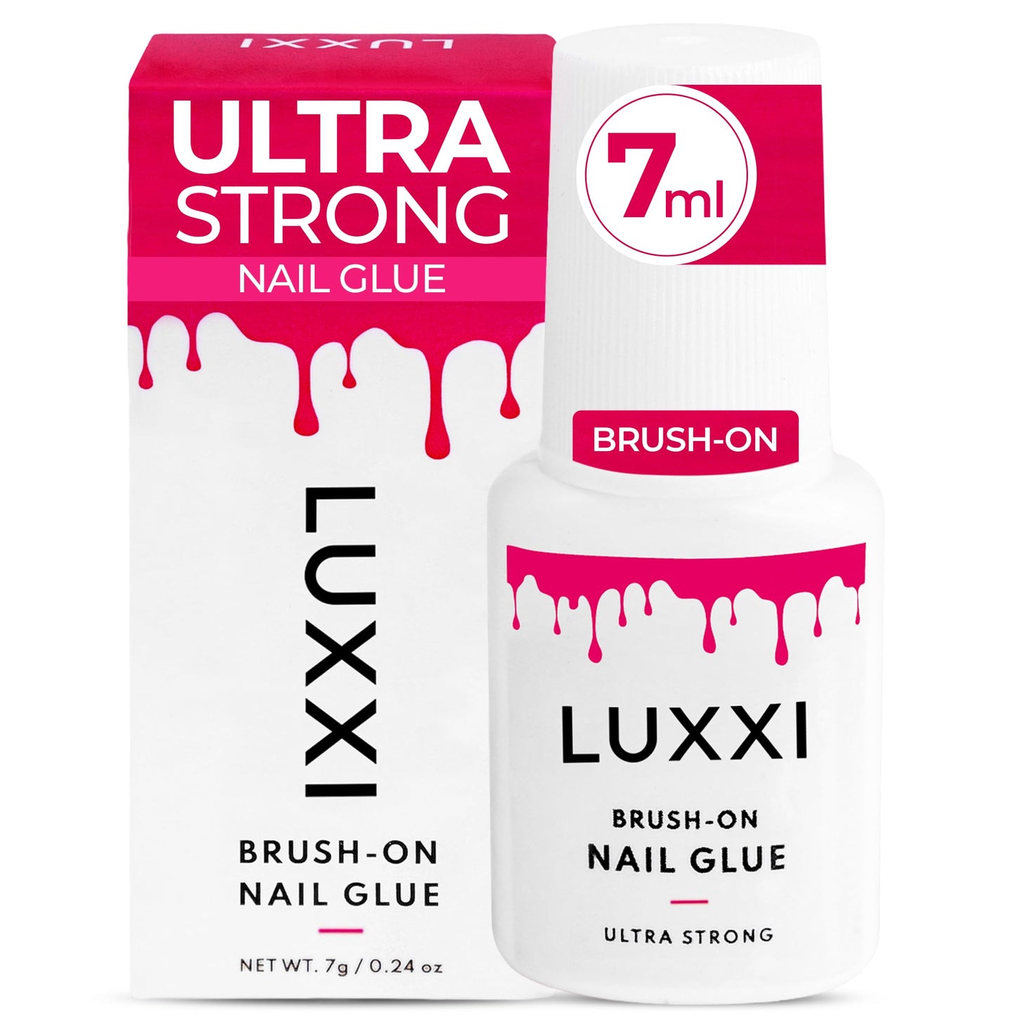 LUXXI Super Strong Brush On Nail Glue for Press On Nails | Best Extra Strength Nail Glue for Long Lasting Extended Wear for Press-Ons, Nail Tips & Acrylic Nails