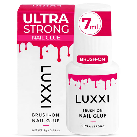 LUXXI Super Strong Brush On Nail Glue for Press On Nails | Best Extra Strength Nail Glue for Long Lasting Extended Wear for Press-Ons, Nail Tips & Acrylic Nails