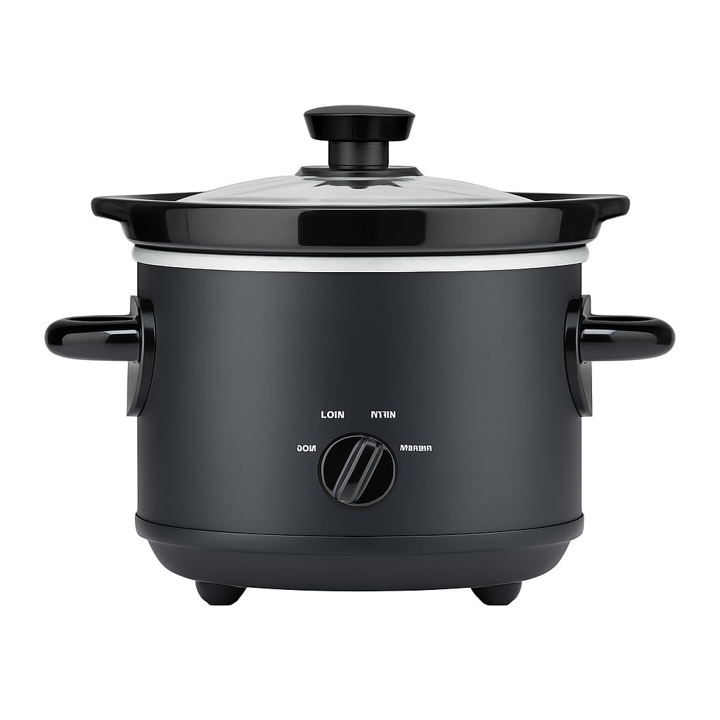 2 Quart Manual Slow Cooker with Removable Stoneware Insert & Glass Lid – Matte Black Crock Pot, Easy Temperature Control, Energy Efficient,