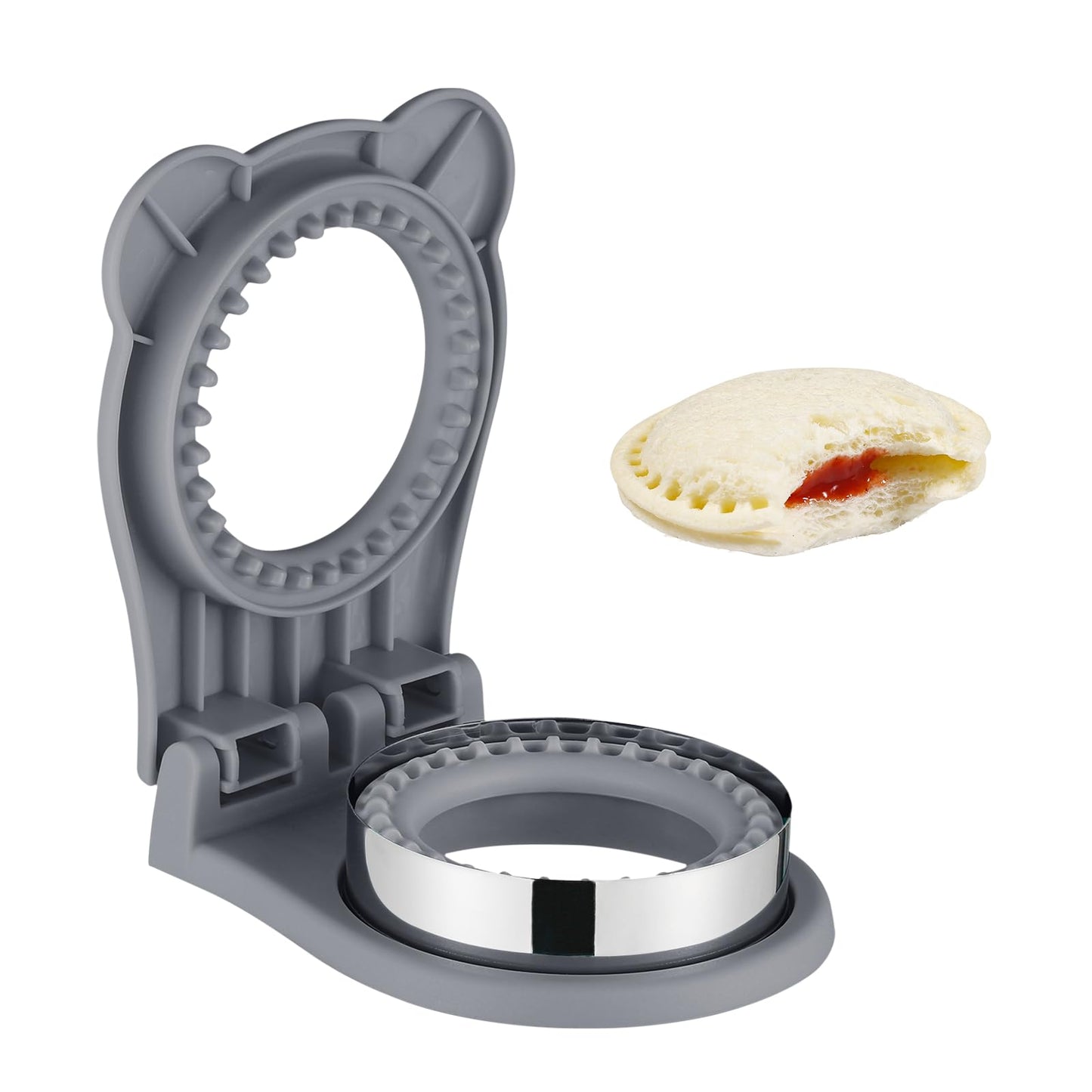 Sandwich Cutter, Maker for Kids Lunch - 3.7 Inch Circle Shape Sandwich Cutter and Sealer, Breakfast & Lunchboxes (Gray)