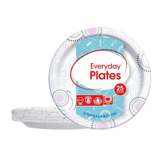 K3M 8.5 Inch Disposable Paper Plates – 50 Count | Heavy-Duty, Microwave Safe Plates for Parties, Picnics, Lunches, Dinners, and Everyday Meals (8.5 Inches, 50, Count)