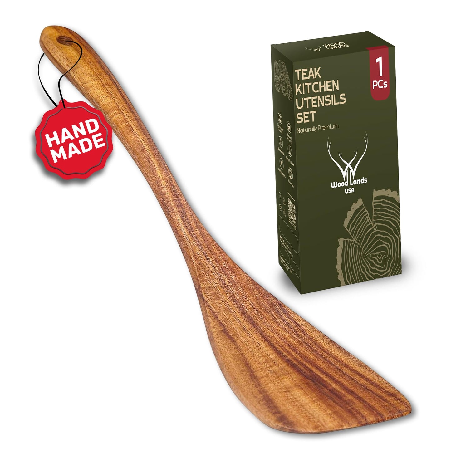 Wooden Spatula, Pancake Spatula, Teak wood spatulas Long Handle Flat Frying Turner Egg spatula for flipping, wooden spoons for cooking, Kitchen Utensil set, Non-Stick Cooking Utensils for kitchen use