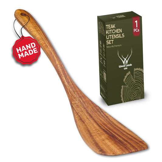 Wooden Spatula, Pancake Spatula, Teak wood spatulas Long Handle Flat Frying Turner Egg spatula for flipping, wooden spoons for cooking, Kitchen Utensil set, Non-Stick Cooking Utensils for kitchen use