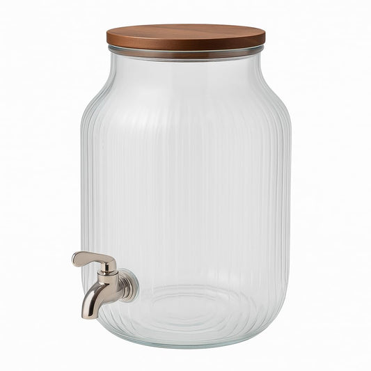 2-Gallon Plastic Double Wall Beverage Dispenser with Spigot and Lid – Clear Drink Container for Water, Lemonade, Iced Tea, Punch, Outdoor Parties & Events