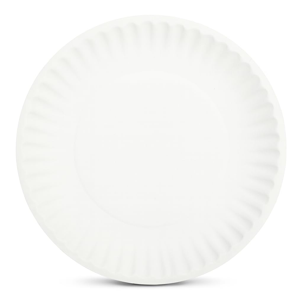 6 Inch Round Paper Plates, White, 50 Count | Uncoated Disposable Plates for Everyday Meals, Snacks, Parties, and Events