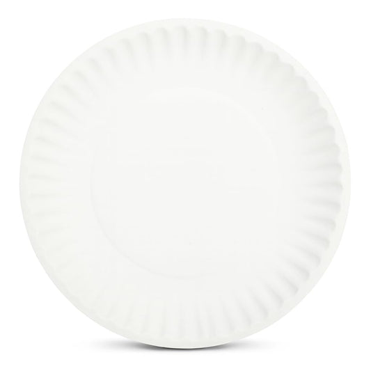 6 Inch Round Paper Plates, White, 50 Count | Uncoated Disposable Plates for Everyday Meals, Snacks, Parties, and Events