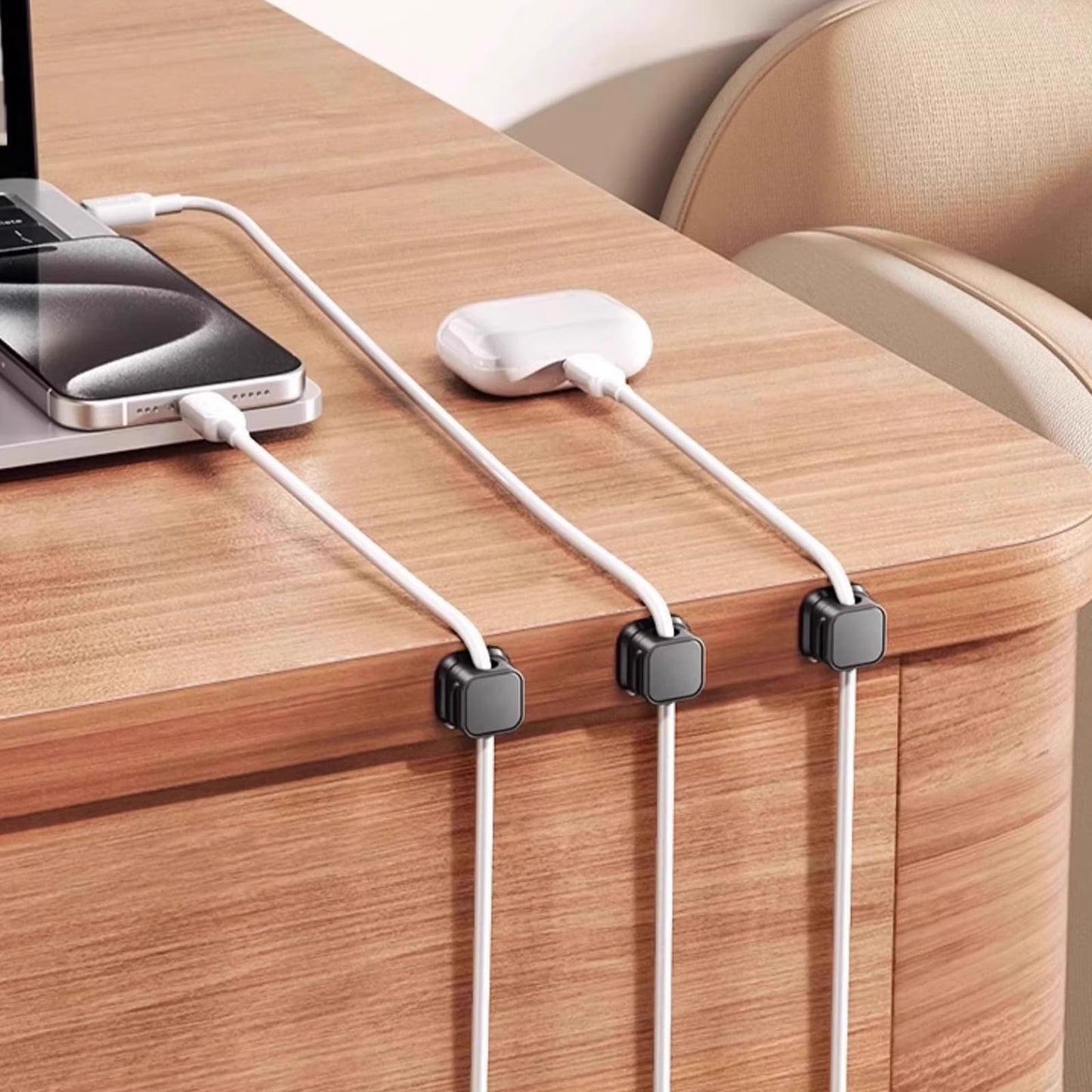 10 PCS Cable Straps Cord Organizer for USB Cables, Home Appliances, Earphones | Reusable Cable Management Solution | Ideal for Home, Office, Kitchen, and School Black