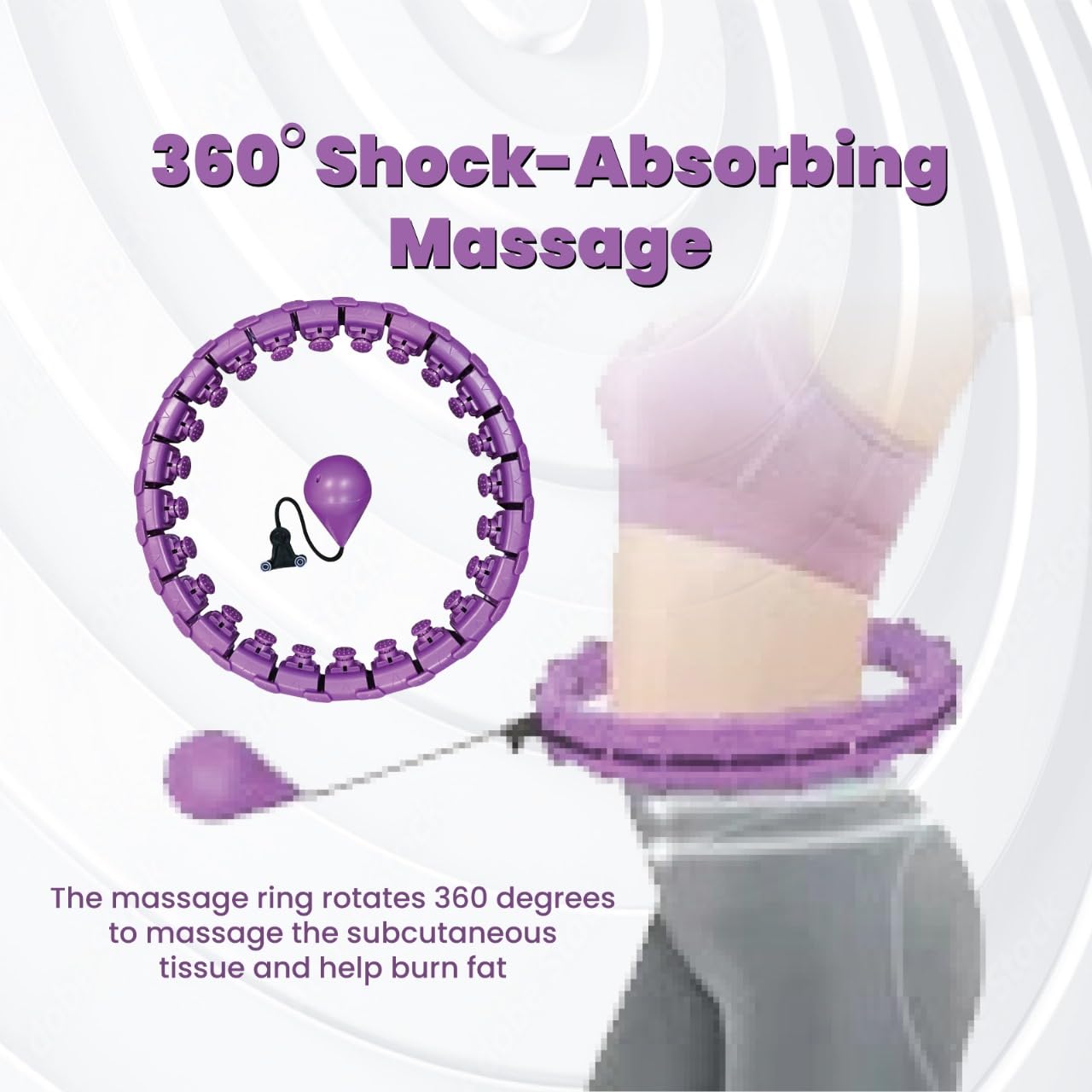 Purple Weighted Infinity Fitness Hoop for Adult Weight Loss Exercise Fit Hoop Suitable for Women and Beginners Smart Hula Hoop 24 Detachable Knots Weighted Fitness Hoops