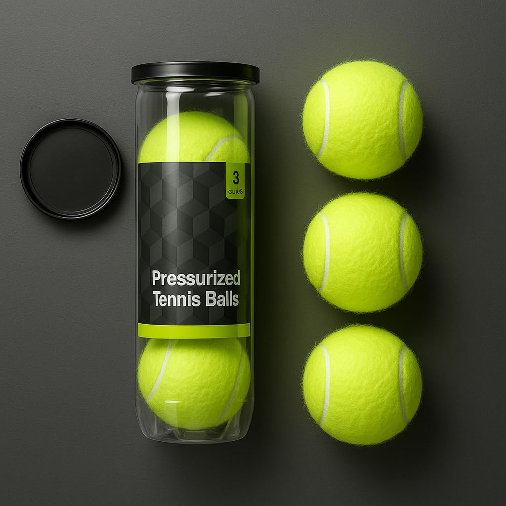 K3M Pressurized Tennis Balls 3 Pack for All Court Use with Durable Felt Exterior and Consistent Bounce Design, Portable Tube for Practice and Everyday Play