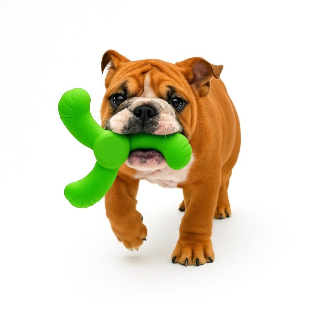 Durable Latex Dog Toy Boomerang Shape for Small Medium Large Dogs, Soft Chew Squeaky Fetch Toy, Interactive Exercise & Play Training Aid, 1 Count