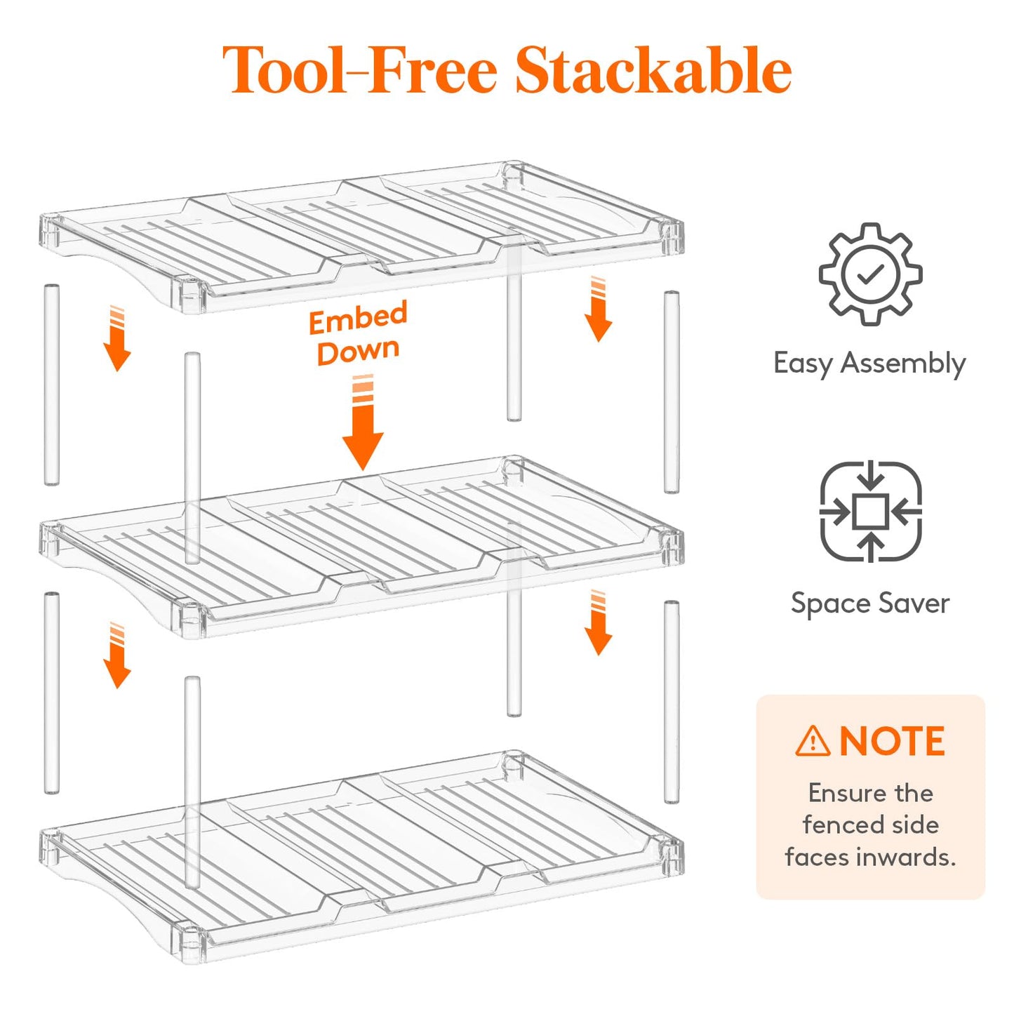 Lifewit Stackable Water Bottle Storage Organizer, Clear Freestanding Wine Bottle Holder for Cabinet, Tumbler Cup Organizer, Plastic Large Compartment Wine Rack for Fridge Cellar, 3Tier Hold 9