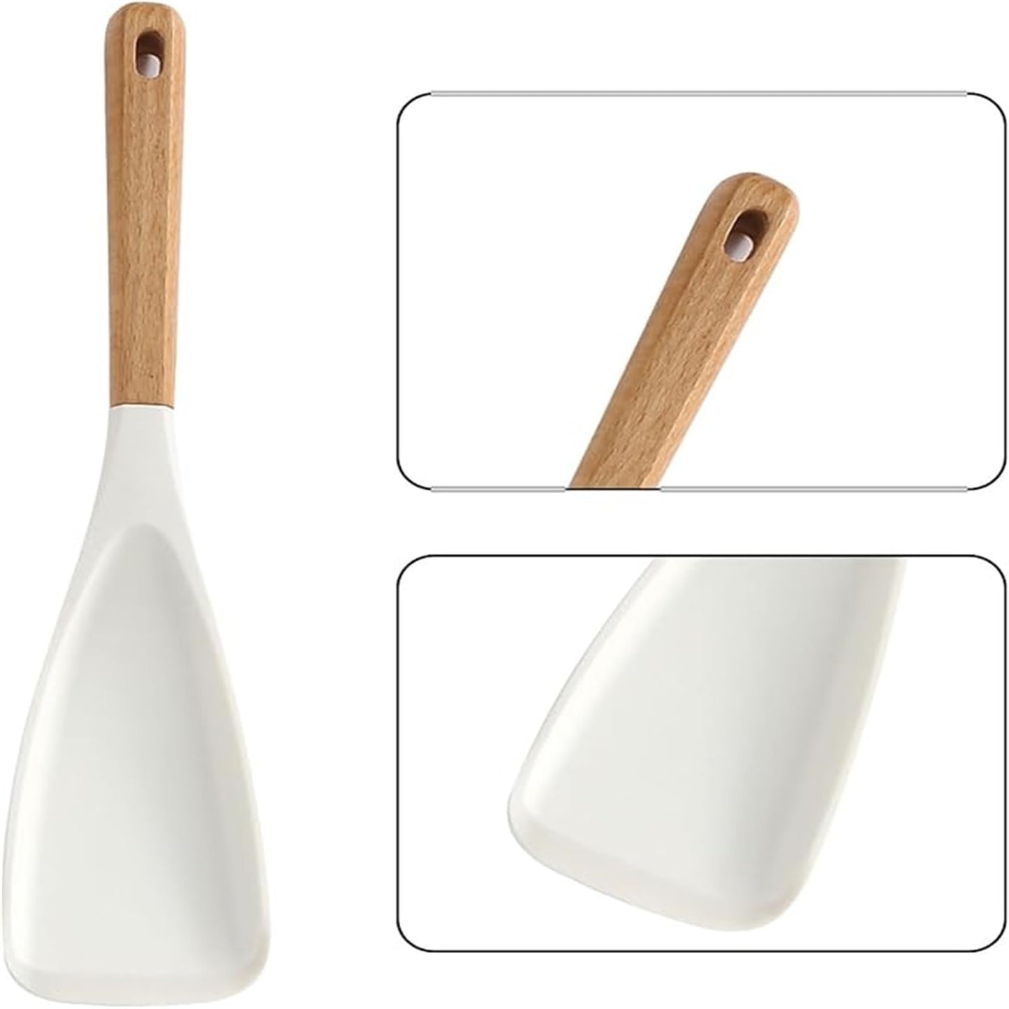 Cedar and Ash Spoon, Cedar and Ash Spoonula, Multifunction Spatula Cooking Spoon, 3 in 1 Spatula Spoons Silicone for Stirring, Scooping & Serving (2*Black)