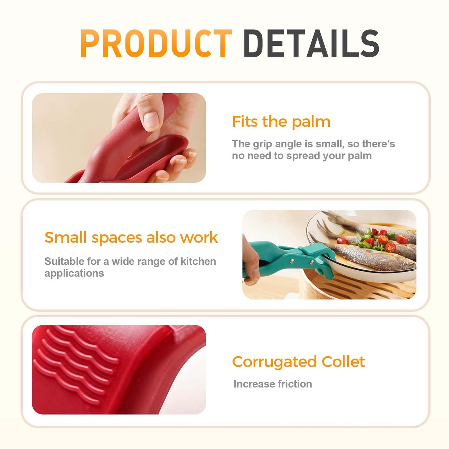 3 Pcs Hot Plate Grippers, 2026 Upgraded Multi Purpose Hot Plate Gripper, Anti-Scald Bowl Dish Grippers for Kitchen (3 Colors-B)