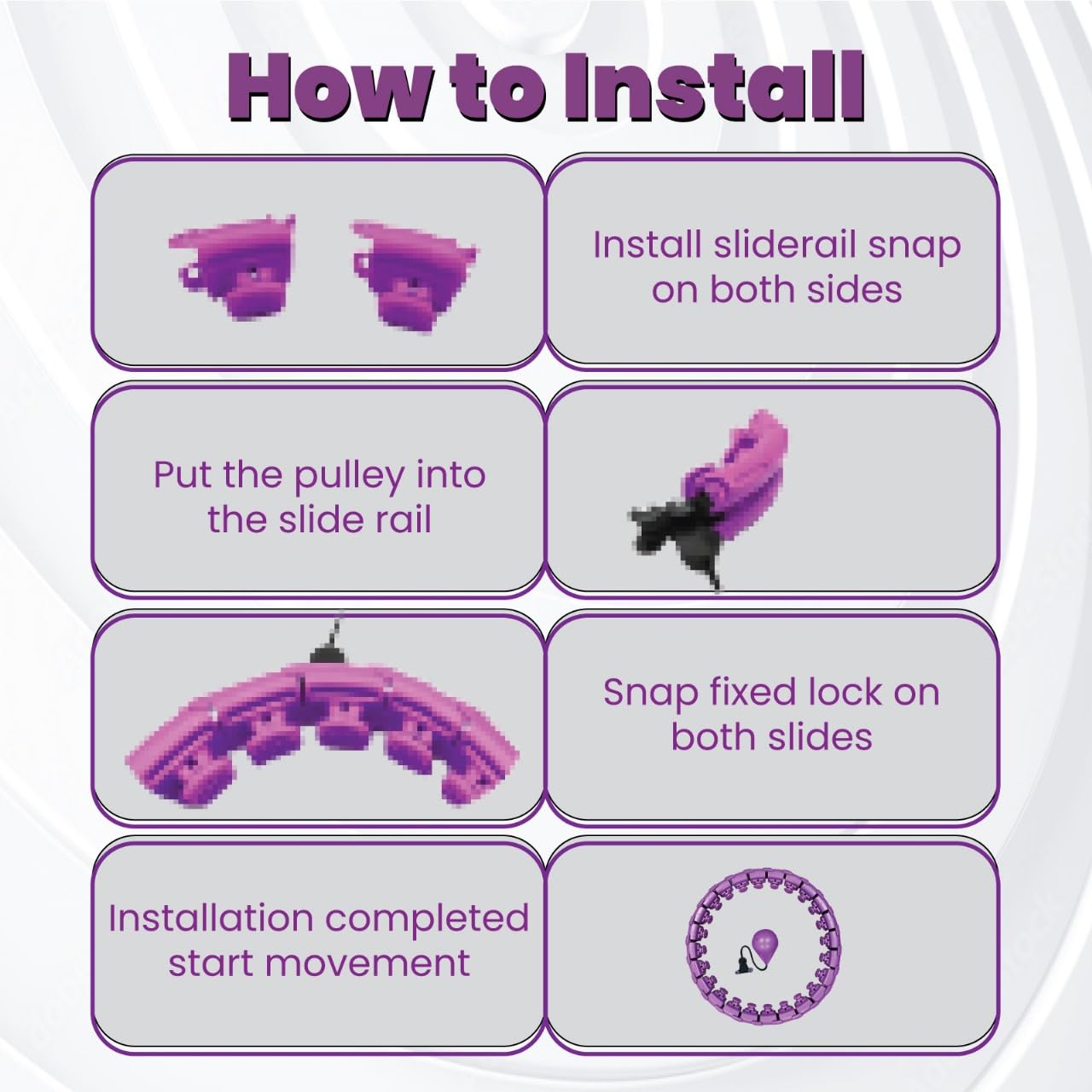 Purple Weighted Infinity Fitness Hoop for Adult Weight Loss Exercise Fit Hoop Suitable for Women and Beginners Smart Hula Hoop 24 Detachable Knots Weighted Fitness Hoops