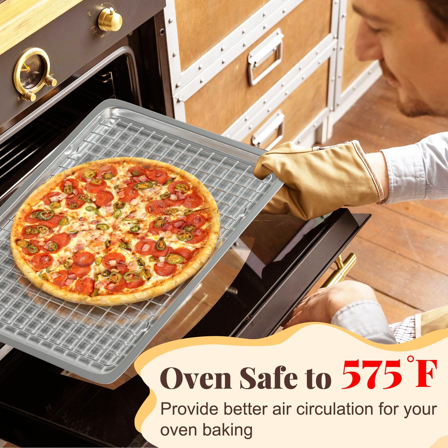 Cooling Racks for Cooking and Baking - 2 PCS 10" x 15" Grid Wire Baking Rack for Oven Cooking, Baking, Grilling, Roasting - Dishwasher Safe Bacon Rack - Fits Jelly Roll Cookie Sheet Pan