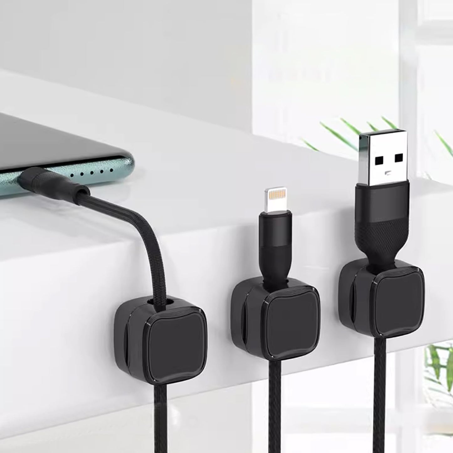 10 PCS Cable Straps Cord Organizer for USB Cables, Home Appliances, Earphones | Reusable Cable Management Solution | Ideal for Home, Office, Kitchen, and School Black