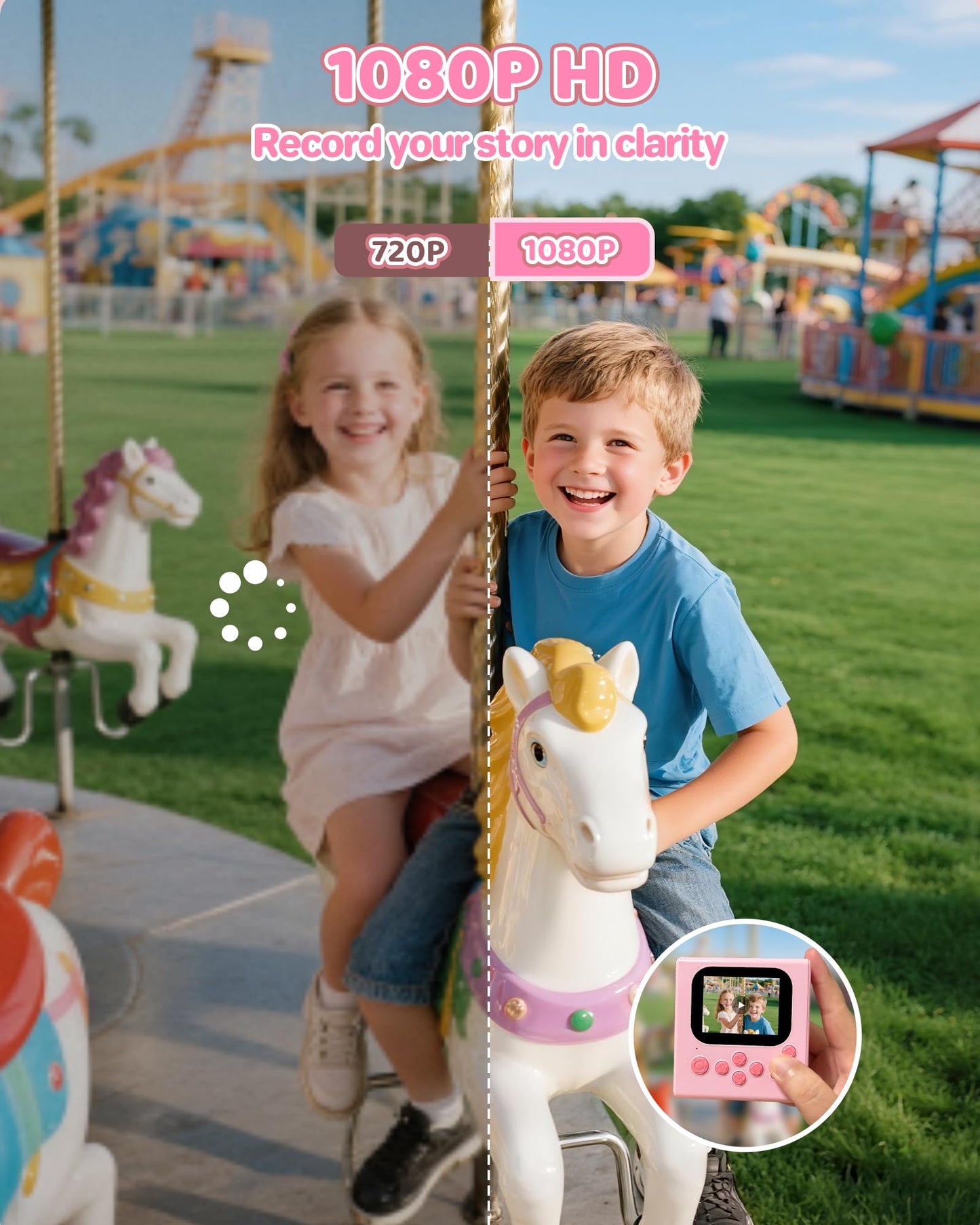 Kids Camera Instant Print Pink: HODDRCCN 32G Instant Print Camera for Kids -1080P HD