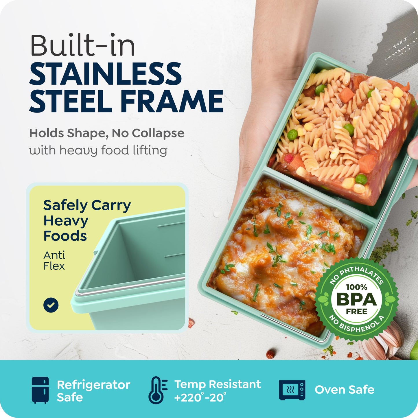 2 cup Silicone Freezer Trays with Lids, Silicone Soup Freezer Molds, Easily prepare portioned meals, Great for storing soups, lasagna, leftovers, sauces and other dishes, Dishwasher, Oven Safe
