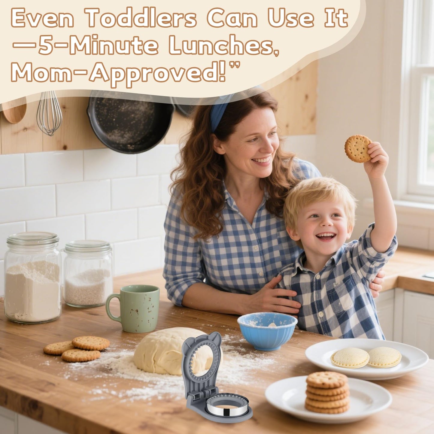 Sandwich Cutter, Maker for Kids Lunch - 3.7 Inch Circle Shape Sandwich Cutter and Sealer, Breakfast & Lunchboxes (Gray)