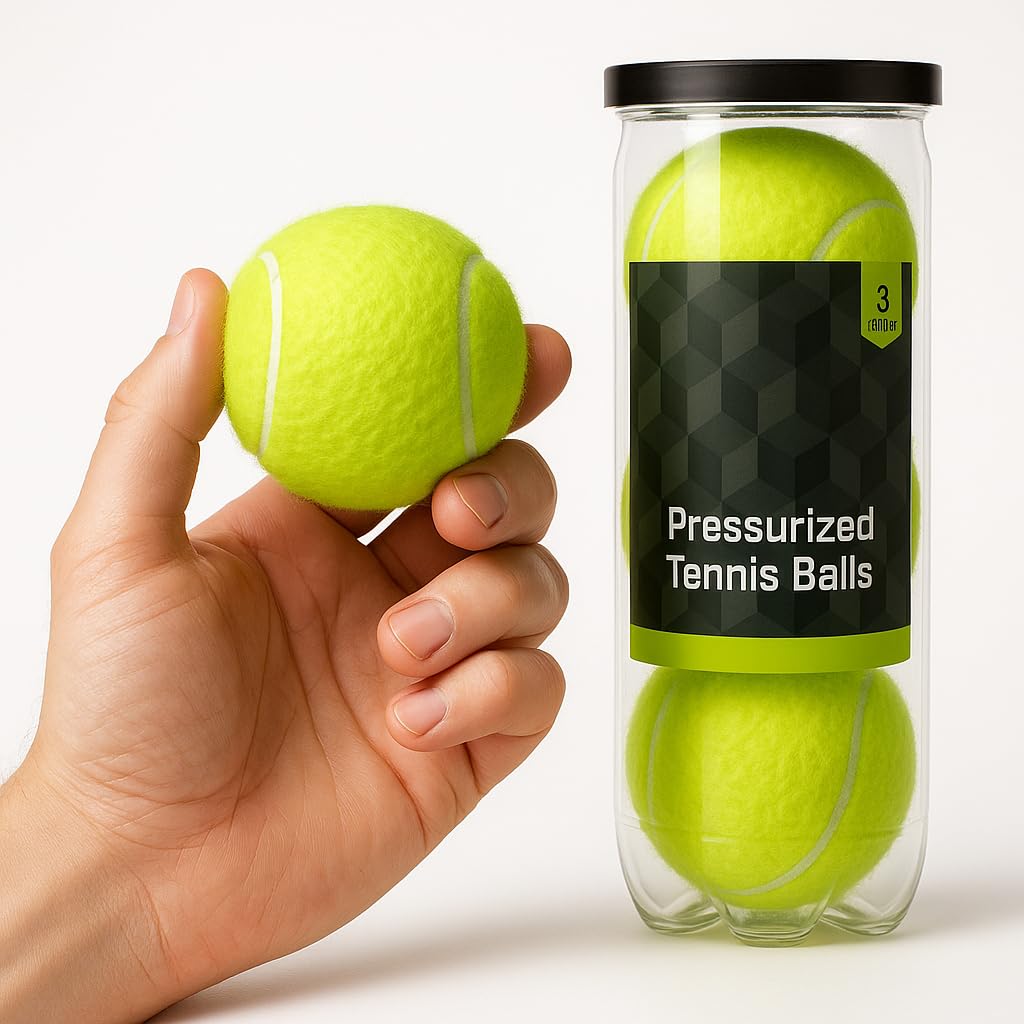 K3M Pressurized Tennis Balls 3 Pack for All Court Use with Durable Felt Exterior and Consistent Bounce Design, Portable Tube for Practice and Everyday Play