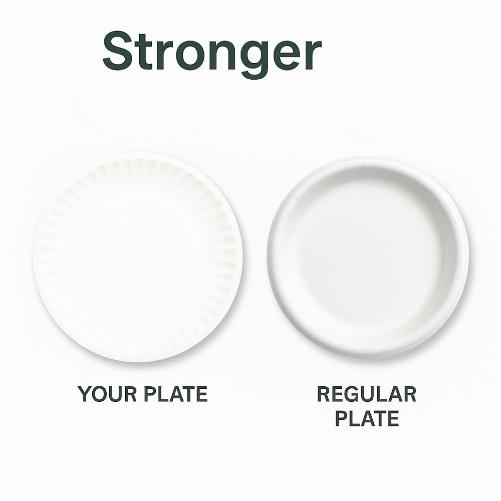 6 Inch Round Paper Plates, White, 50 Count | Uncoated Disposable Plates for Everyday Meals, Snacks, Parties, and Events