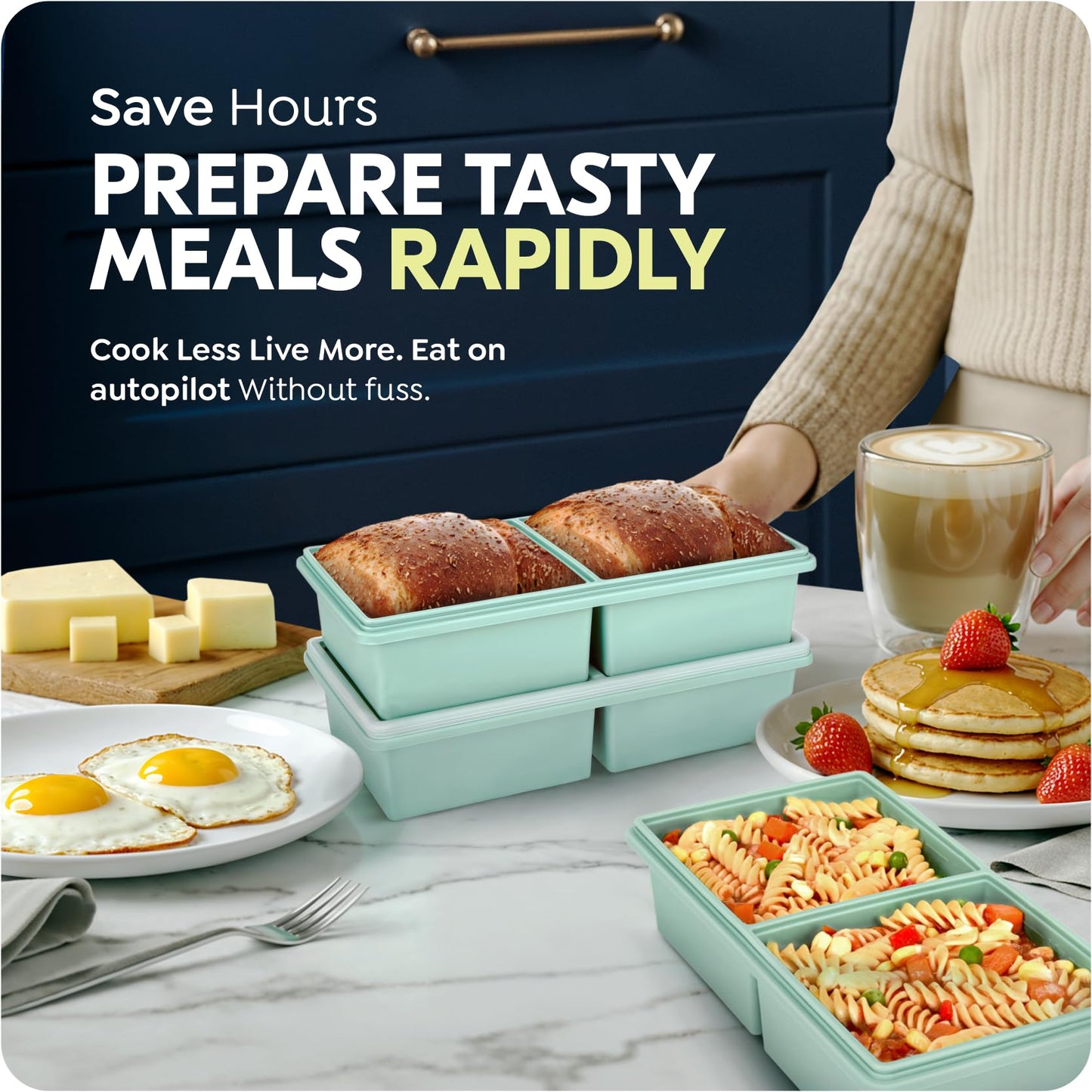 2 cup Silicone Freezer Trays with Lids, Silicone Soup Freezer Molds, Easily prepare portioned meals, Great for storing soups, lasagna, leftovers, sauces and other dishes, Dishwasher, Oven Safe