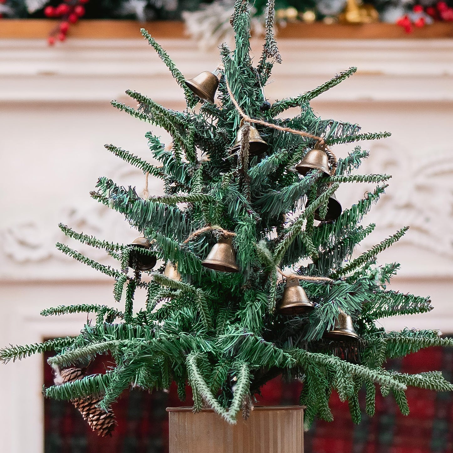 Christmas Decorations-12 Bells Christmas Garland-Rustic Bells Garland Banner for Christmas Tree Mantle Fireplace and Wall Decor