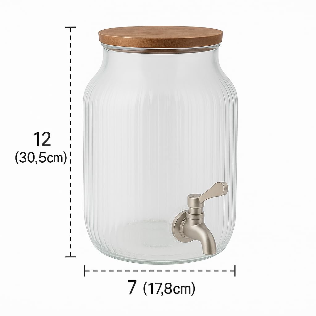 2-Gallon Plastic Double Wall Beverage Dispenser with Spigot and Lid – Clear Drink Container for Water, Lemonade, Iced Tea, Punch, Outdoor Parties & Events