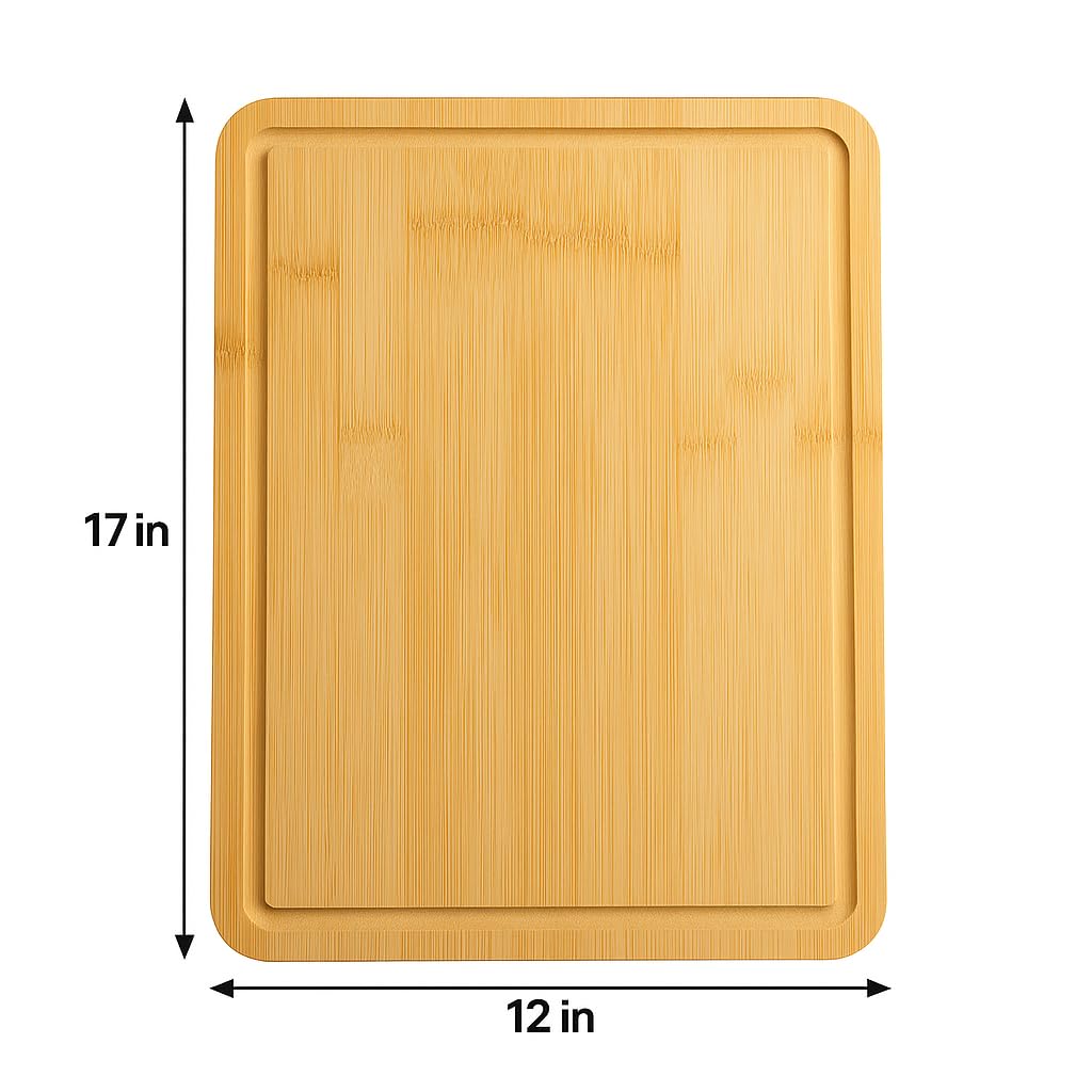 Large Bamboo Cutting Board with Juice Groove, Non-Slip 8.5 x 11 inch, Durable Wooden Chopping Board for Kitchen, Meat, Vegetables, Fruit, Cheese