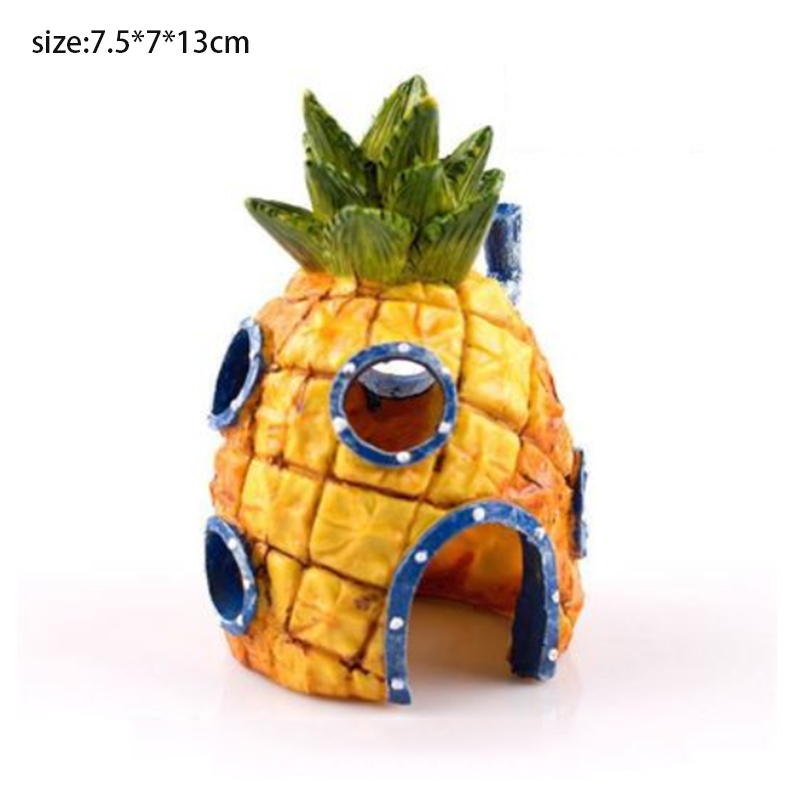 Cartoon Fish Tank Decor Figures Ornaments Simulation Resin Pineapple House