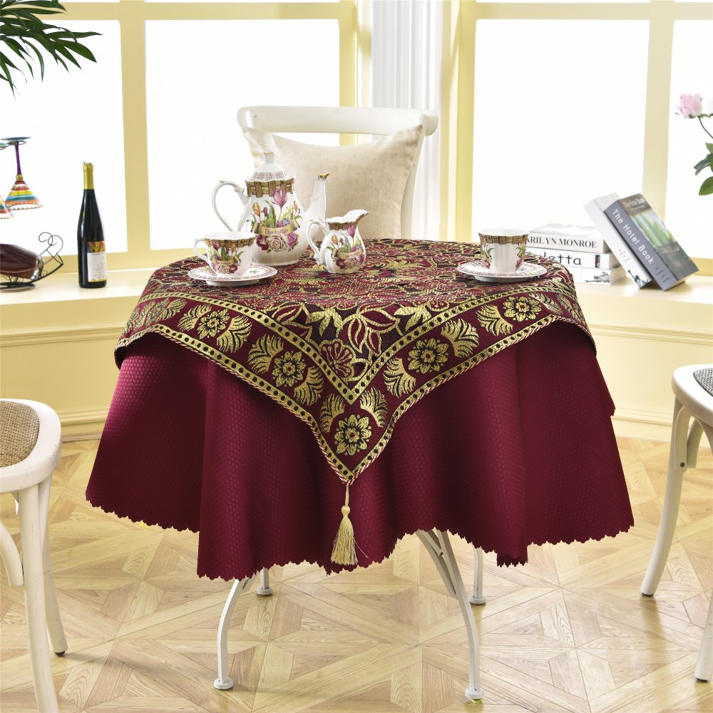 Latest 2 pcs/set Round 140cm Luxury Sequin Outdoor Table Linens Fashion Crochet Jacquard