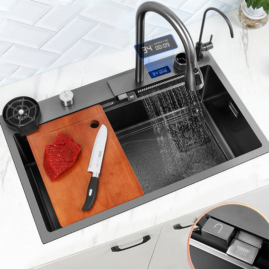 Waterfall Sink Kitchen Stainless Steel Topmount Sink