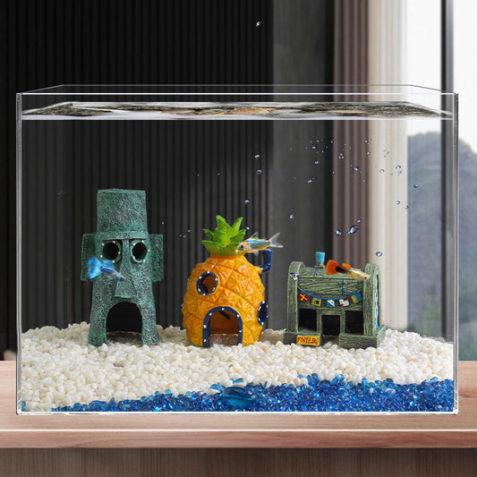 Cartoon Fish Tank Decor Figures Ornaments Simulation Resin Pineapple House